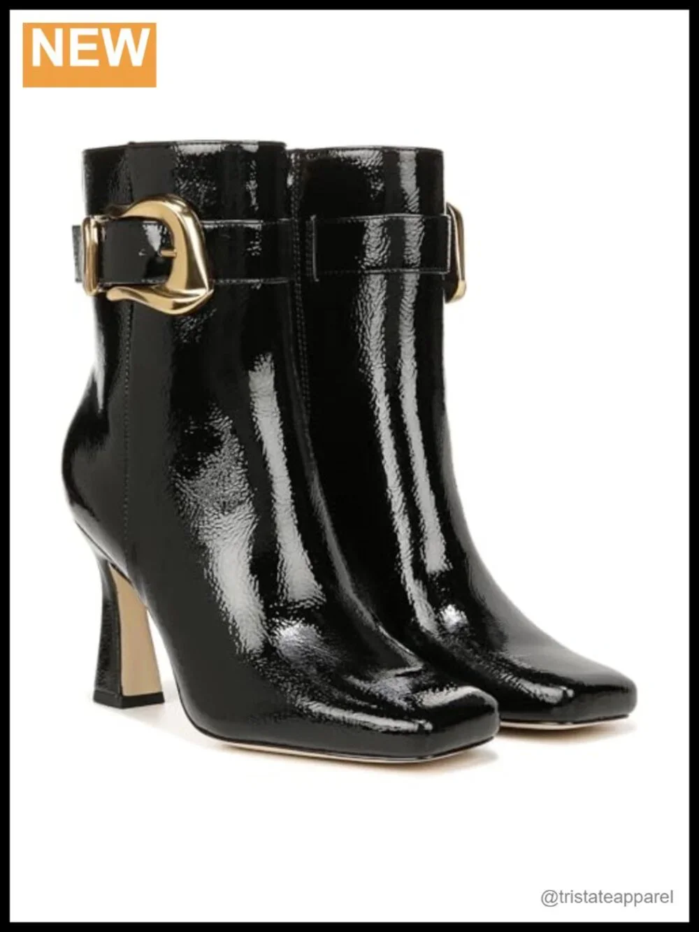 Women's Dress Ankle Boots - Square Toe Stiletto Heel Buckle Zip
